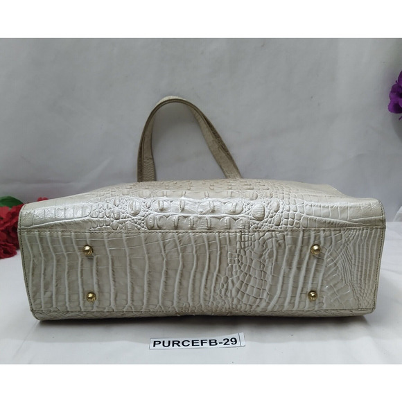 Brahmin Blake Ivory Leather Crocodile Embossed Double Handle Tote Shoulder Bag - Picture 9 of 16